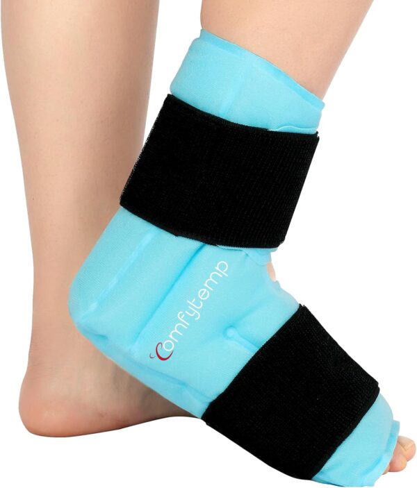 Comfytemp Large Ankle Foot Ice Pack Wrap for Plantar Fasciitis Relief, FSA HSA Eligible, Ankle Brace for Sprained Ankle, Heel Spur, Swelling, Achilles Tendonitis, Pain, Hot & Cold Therapy, 1 Pack