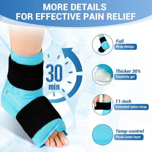 Comfytemp Large Ankle Foot Ice Pack Wrap for Plantar Fasciitis Relief, FSA HSA Eligible, Ankle Brace for Sprained Ankle, Heel Spur, Swelling, Achilles Tendonitis, Pain, Hot & Cold Therapy, 1 Pack - Image 7