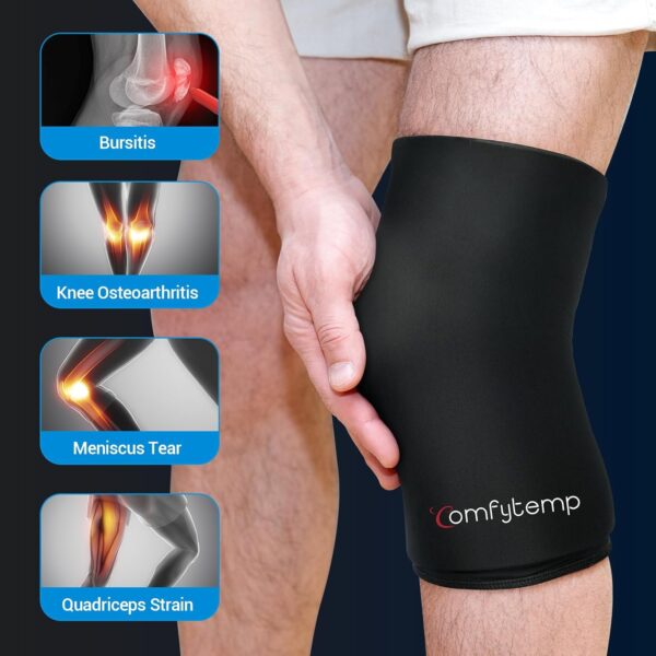 Comfytemp Knee Ice Pack Wrap for Swelling, Reusable Freeze Sleeve for Pain Relief, FSA HSA Eligible, Gel Ice Pack for Injuries, Meniscus Tear Knee Brace, Knee Compression Sleeve, Cold & Hot Therapy -L - Image 6