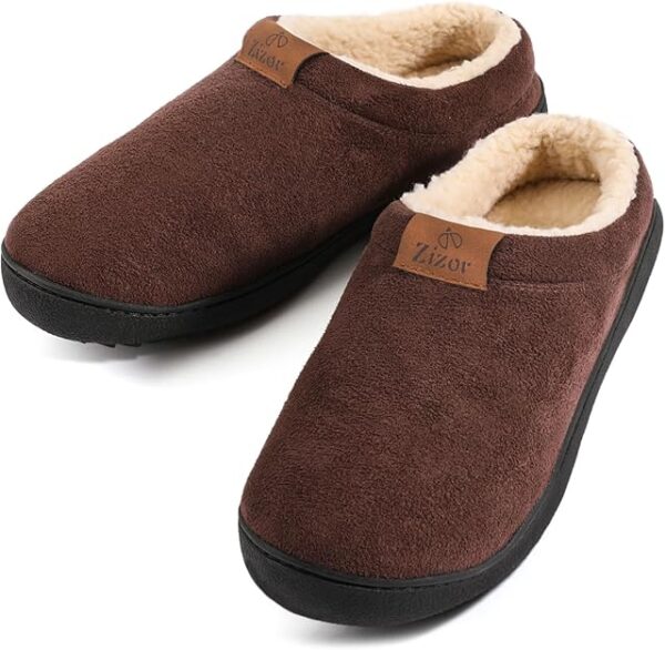 Zizor Men's Breathable Suede Fleece Lined Slippers with Memory Foam Indoor/Outdoor