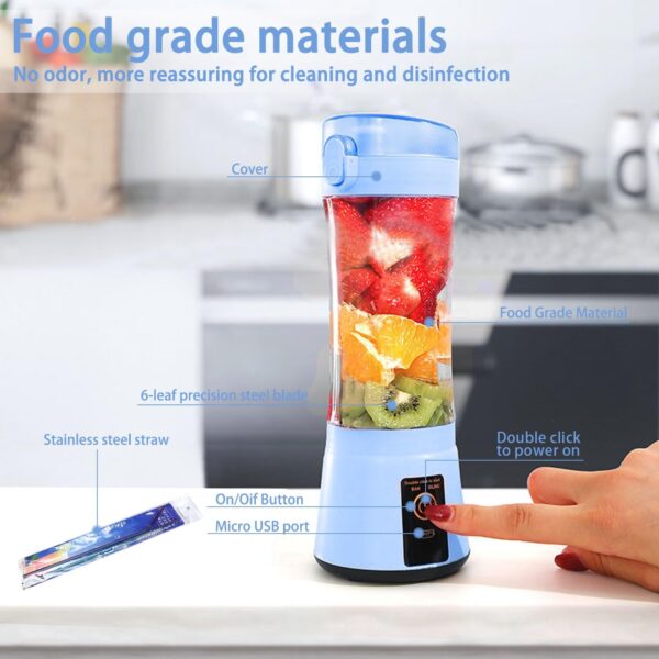 13.5oz Portable Blender Smoothies Personal Blender Mini Shakes Juicer Cup for home，office，Outdoors.Multi-purpose USB Rechargeable Blender with Protection Design bm1-b1 - Image 7