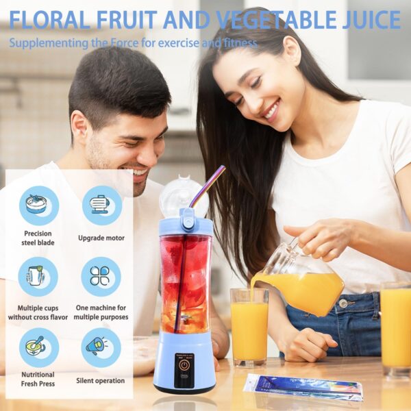 13.5oz Portable Blender Smoothies Personal Blender Mini Shakes Juicer Cup for home，office，Outdoors.Multi-purpose USB Rechargeable Blender with Protection Design bm1-b1 - Image 8