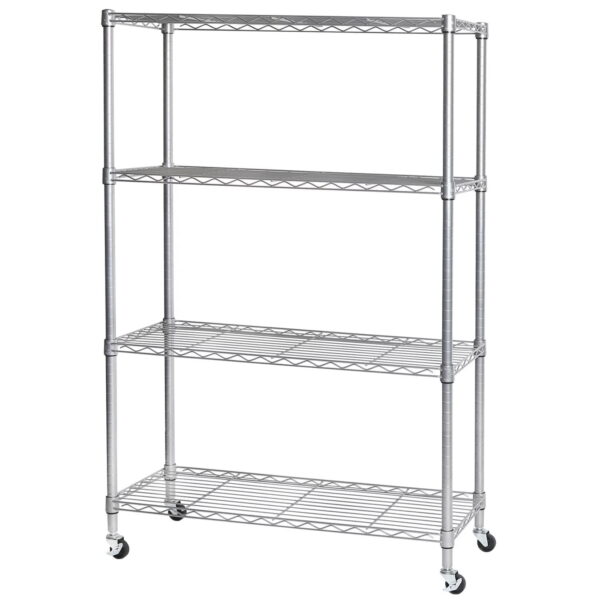 Seville Classics Steel Wire 36"W x 14"D x 56.5"H 4-Shelf Decorative Shelves, Silver