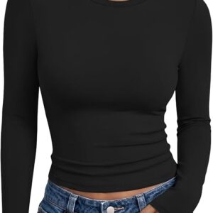 Trendy Queen Womens Long Sleeve T Shirts Fall Fashion Basic Y2K Tops 2026